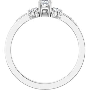 14K X1 White Gold 3x3 mm Cushion Ring Mounting – image 3