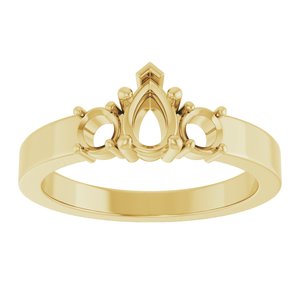 18K Yellow Gold 6x4 mm Pear Ring Mounting – image 6