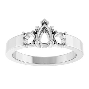 14K X1 White Gold 6x4 mm Pear Ring Mounting – image 6