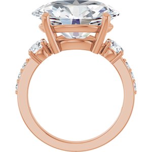 14K Rose Gold 16x12 mm Oval Ring Mounting – image 3