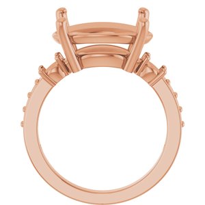18K Rose Gold 16x12 mm Oval Ring Mounting – image 4