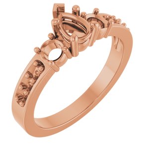 10K Rose Gold 6x4 mm Pear Ring Mounting – image 2