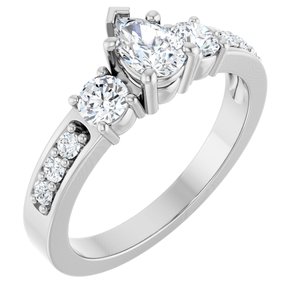 14K X1 White Gold 6x4 mm Pear Ring Mounting