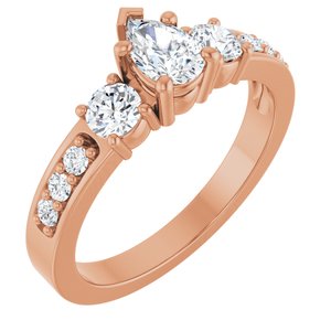 14K Rose Gold 6x4 mm Pear Ring Mounting