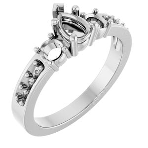 10K White Gold 6x4 mm Pear Ring Mounting – image 2