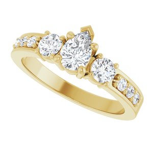 18K Yellow Gold 6x4 mm Pear Ring Mounting – image 8