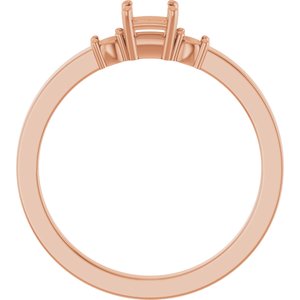 14K Rose Gold 3.25x3.25 mm Square Ring Mounting – image 4