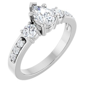 18K White Gold 7x4.5 mm Pear Ring Mounting