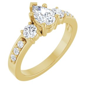 18K Yellow Gold 7x4.5 mm Pear Ring Mounting