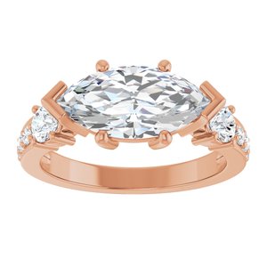 14K Rose Gold 13x6.5 mm Marquise Ring Mounting – image 5