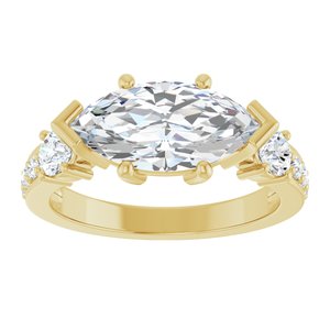 18K Yellow Gold 13x6.5 mm Marquise Ring Mounting – image 5