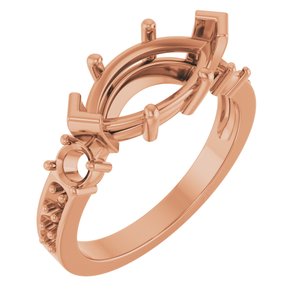 10K Rose Gold 13x6.5 mm Marquise Ring Mounting – image 2