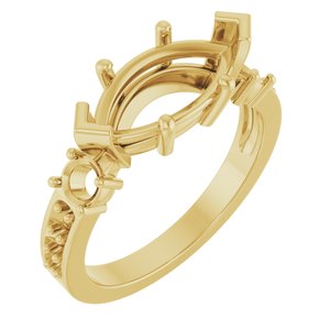 10K Yellow Gold 13x6.5 mm Marquise Ring Mounting – image 2
