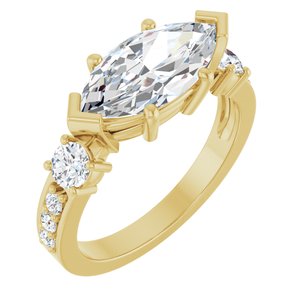 14K Yellow Gold 13x6.5 mm Marquise Ring Mounting