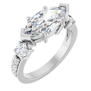 18K White Gold 13x6.5 mm Marquise Ring Mounting