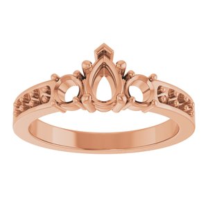 14K Rose Gold 6x4 mm Pear Ring Mounting – image 6