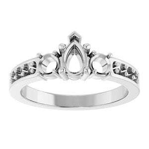 14K White Gold 6x4 mm Pear Ring Mounting – image 6