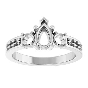 18K White Gold 7x4.5 mm Pear Ring Mounting – image 6
