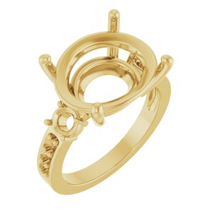 10K Yellow Gold 16x12 mm Oval Ring Mounting – image 2