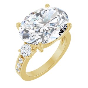 10K Yellow Gold 16x12 mm Oval Ring Mounting