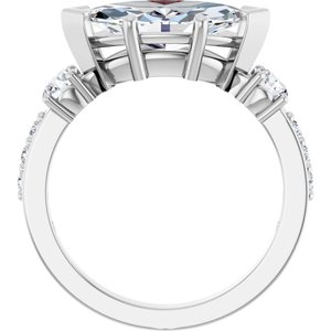 18K White Gold 13x6.5 mm Marquise Ring Mounting – image 3
