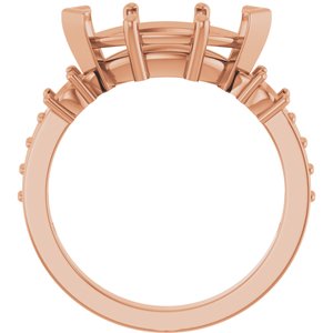14K Rose Gold 13x6.5 mm Marquise Ring Mounting – image 4