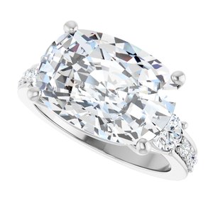 10K White Gold 14x10 mm Elongated Cushion Ring Mounting – image 8