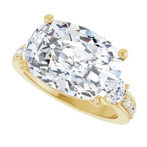 10K Yellow Gold 14x10 mm Elongated Cushion Ring Mounting – image 8
