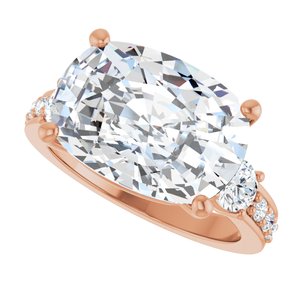 14K Rose Gold 14x10 mm Elongated Cushion Ring Mounting – image 8