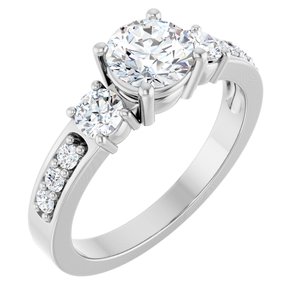 Sterling Silver 6 mm Round 1/2 CTW Lab-Grown Diamond Semi-Set Ring