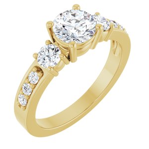 14K Yellow Gold 6 mm Round 1/2 CTW Lab-Grown Diamond Semi-Set Ring