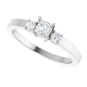 14K X1 White Gold 3.25x3.25 mm Square Ring Mounting – image 8