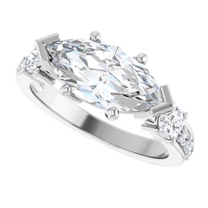 10K White Gold 13x6.5 mm Marquise Ring Mounting – image 8