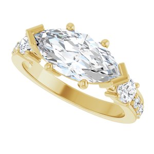 10K Yellow Gold 13x6.5 mm Marquise Ring Mounting – image 8