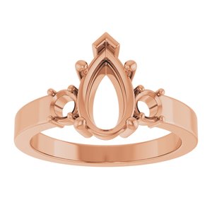 10K Rose Gold 10x6 mm Pear Ring Mounting – image 6