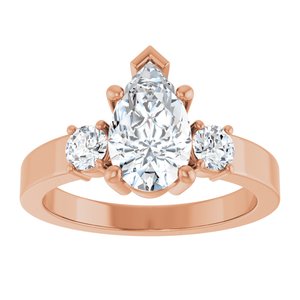10K Rose Gold 10x6 mm Pear Ring Mounting – image 5