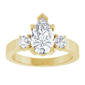 18K Yellow Gold 10x6 mm Pear Ring Mounting – image 5