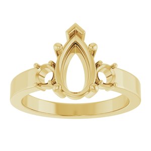 18K Yellow Gold 10x6 mm Pear Ring Mounting – image 6