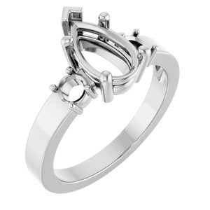 14K X1 White Gold 10x6 mm Pear Ring Mounting – image 2