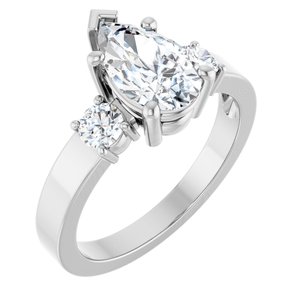 14K X1 White Gold 10x6 mm Pear Ring Mounting