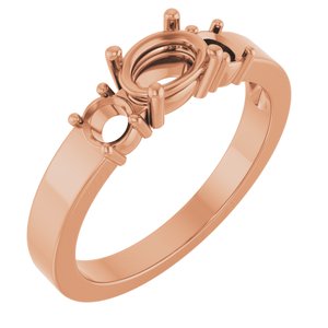 10K Rose Gold 6.5x4.5 mm Oval Ring Mounting – image 2