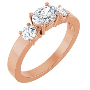 18K Rose Gold 6.5x4.5 mm Oval Ring Mounting
