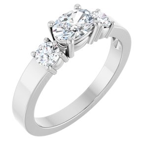 14K X1 White Gold 6.5x4.5 mm Oval Ring Mounting