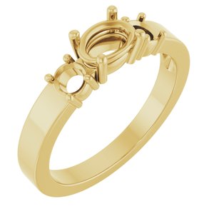 10K Yellow Gold 6.5x4.5 mm Oval Ring Mounting – image 2