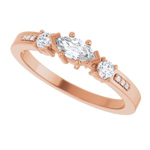 10K Rose Gold 6x3 mm Marquise Ring Mounting – image 8