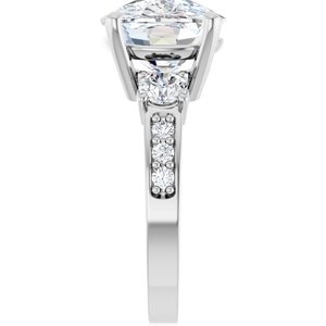 10K White Gold 14x10 mm Elongated Cushion Ring Mounting – image 7
