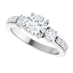 Platinum 6 mm Round 1/2 CTW Natural Diamond Semi-Set Ring – image 8