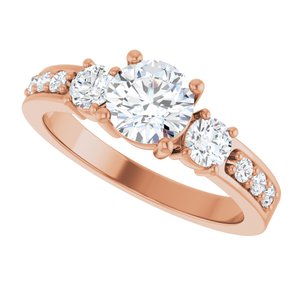 14K Rose Gold 6 mm Round 1/2 CTW Natural Diamond Semi-Set Ring – image 8