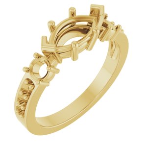 14K Yellow Gold 9.5x5 mm Marquise Ring Mounting – image 2