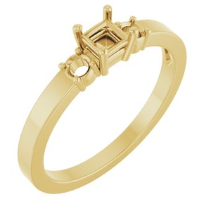 14K Yellow Gold 3.25x3.25 mm Square Ring Mounting – image 2